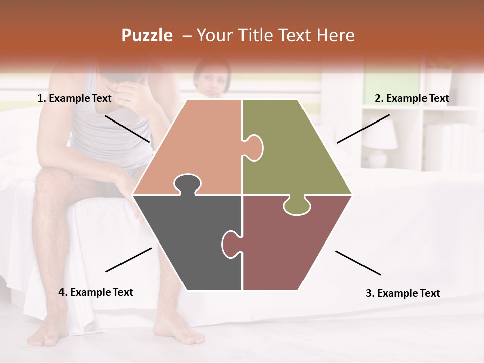 A Man Sitting On A Bed Next To A Woman PowerPoint Template