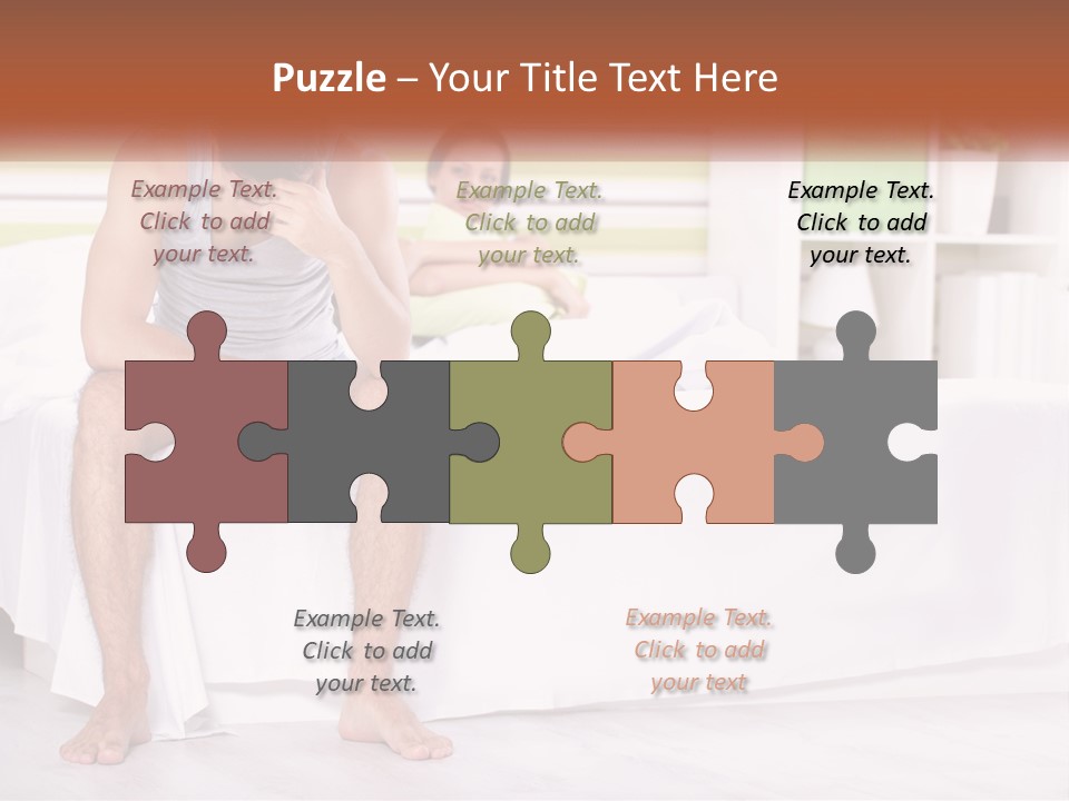 A Man Sitting On A Bed Next To A Woman PowerPoint Template