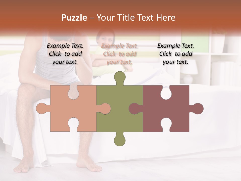 A Man Sitting On A Bed Next To A Woman PowerPoint Template