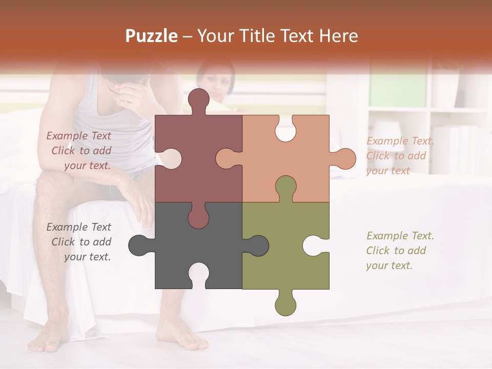 A Man Sitting On A Bed Next To A Woman PowerPoint Template