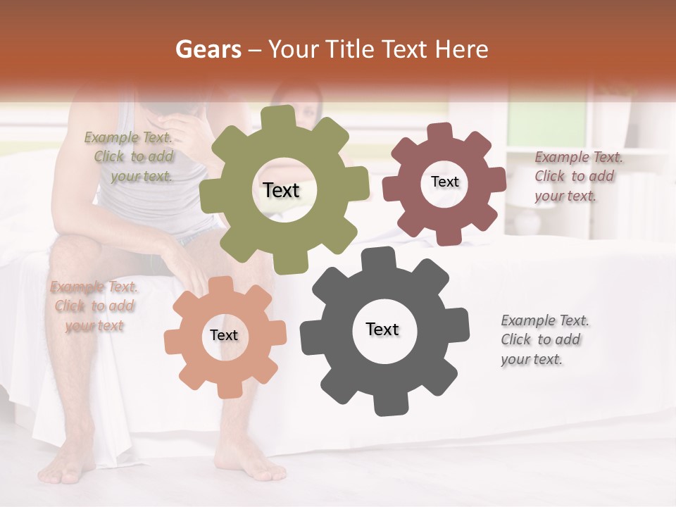 A Man Sitting On A Bed Next To A Woman PowerPoint Template