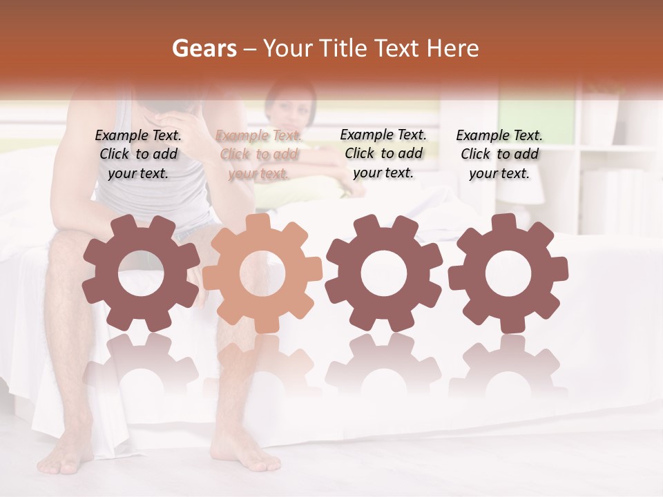 A Man Sitting On A Bed Next To A Woman PowerPoint Template