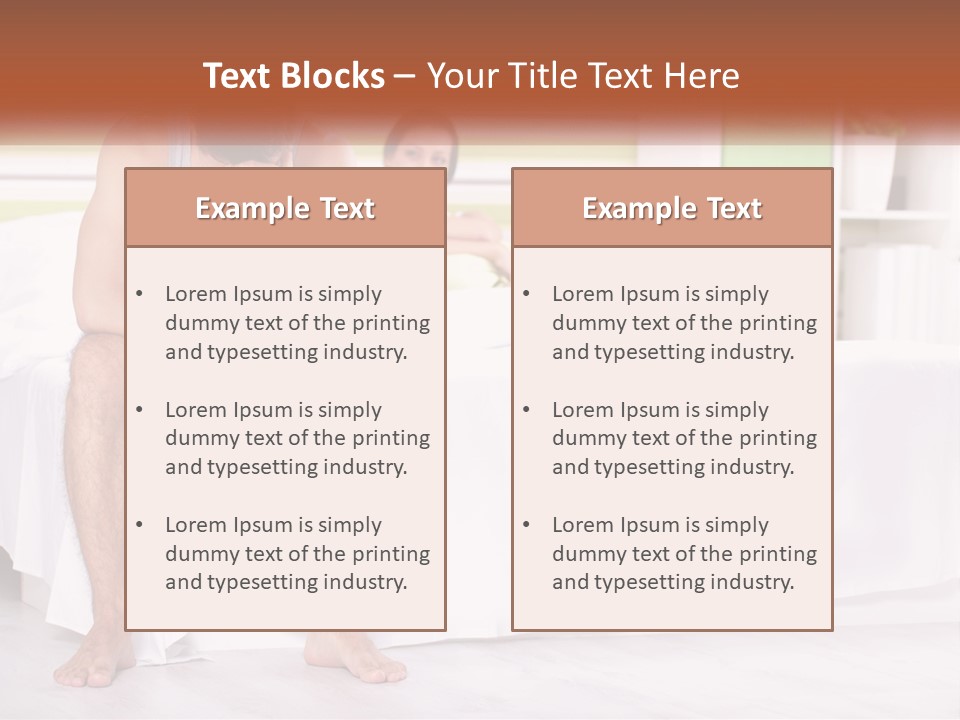 A Man Sitting On A Bed Next To A Woman PowerPoint Template