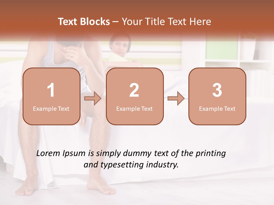 A Man Sitting On A Bed Next To A Woman PowerPoint Template
