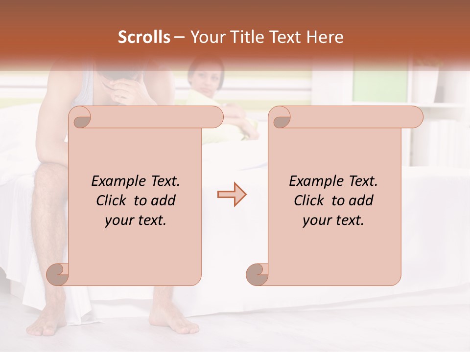 A Man Sitting On A Bed Next To A Woman PowerPoint Template