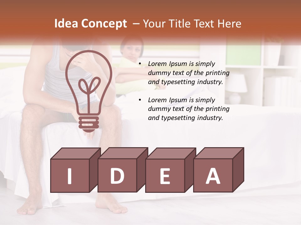 A Man Sitting On A Bed Next To A Woman PowerPoint Template