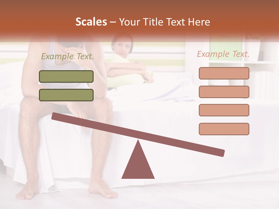A Man Sitting On A Bed Next To A Woman PowerPoint Template
