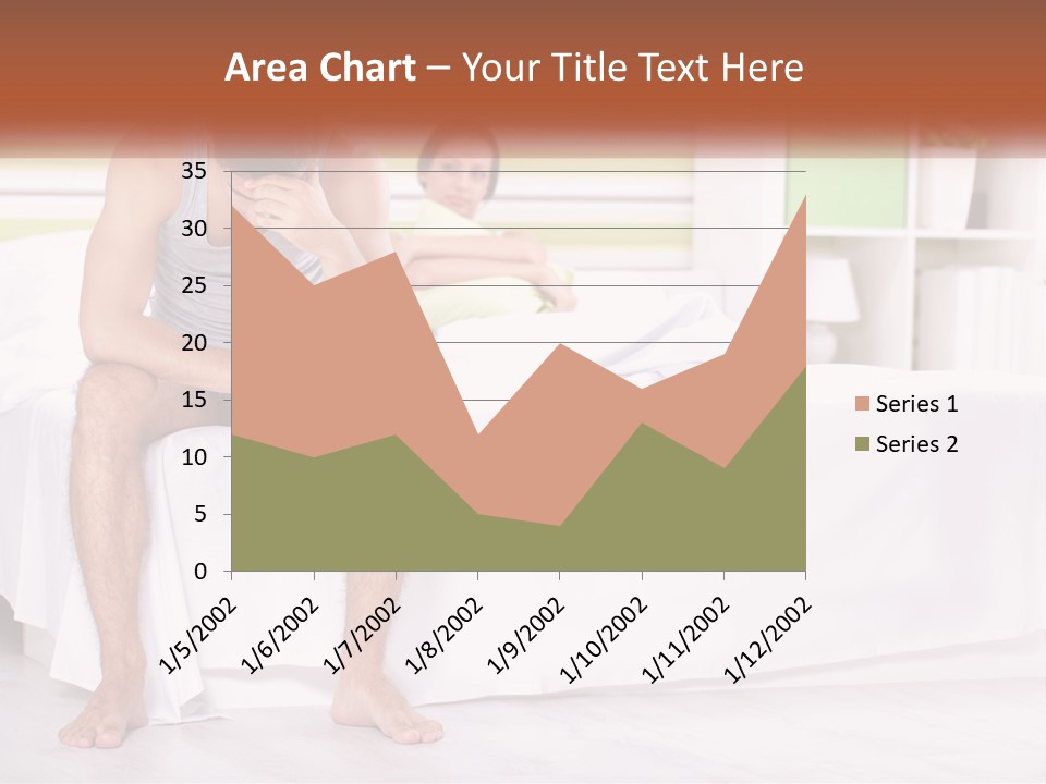 A Man Sitting On A Bed Next To A Woman PowerPoint Template