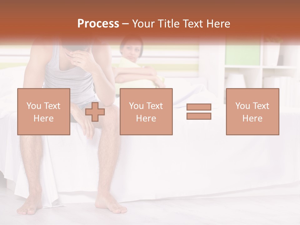 A Man Sitting On A Bed Next To A Woman PowerPoint Template