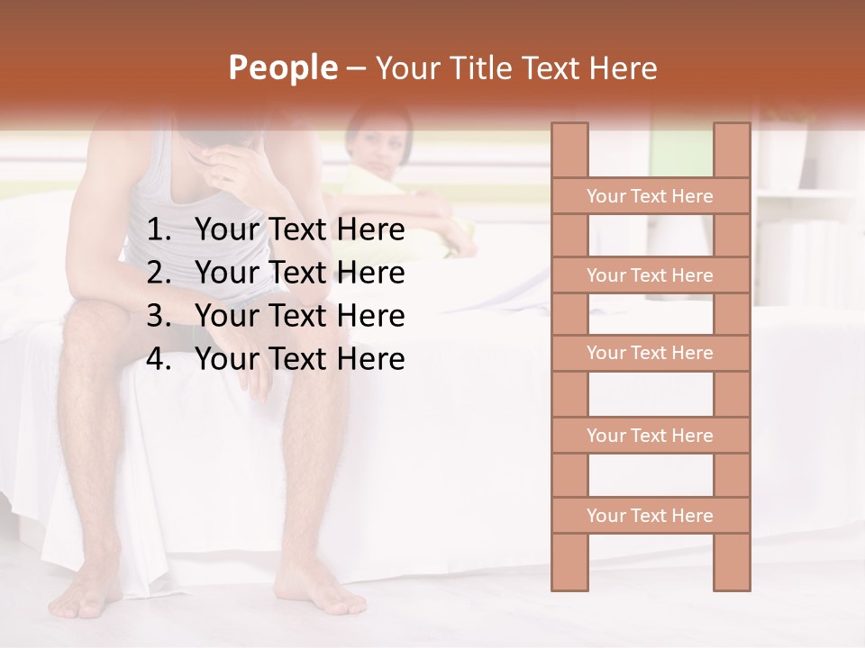 A Man Sitting On A Bed Next To A Woman PowerPoint Template
