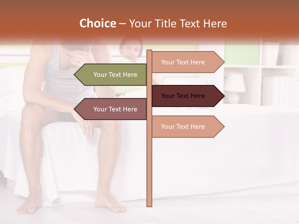 A Man Sitting On A Bed Next To A Woman PowerPoint Template