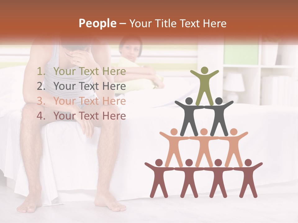 A Man Sitting On A Bed Next To A Woman PowerPoint Template