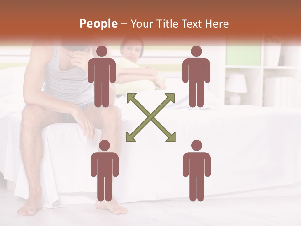 A Man Sitting On A Bed Next To A Woman PowerPoint Template