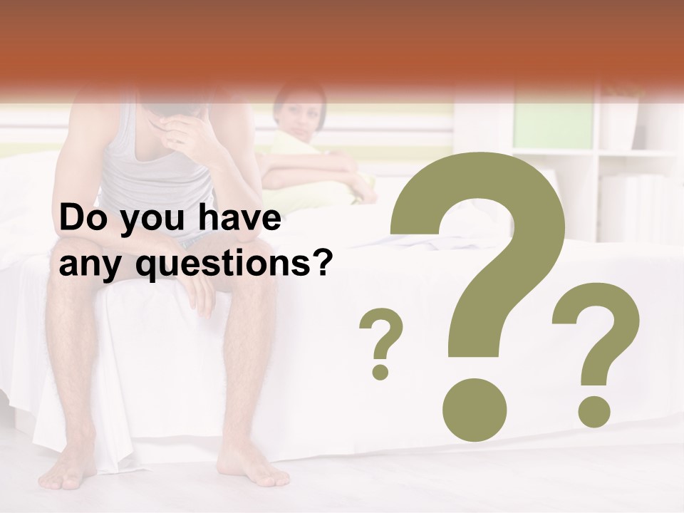 A Man Sitting On A Bed Next To A Woman PowerPoint Template