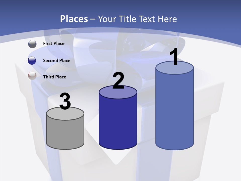 A Blue And White Present Box With A Tag On It PowerPoint Template