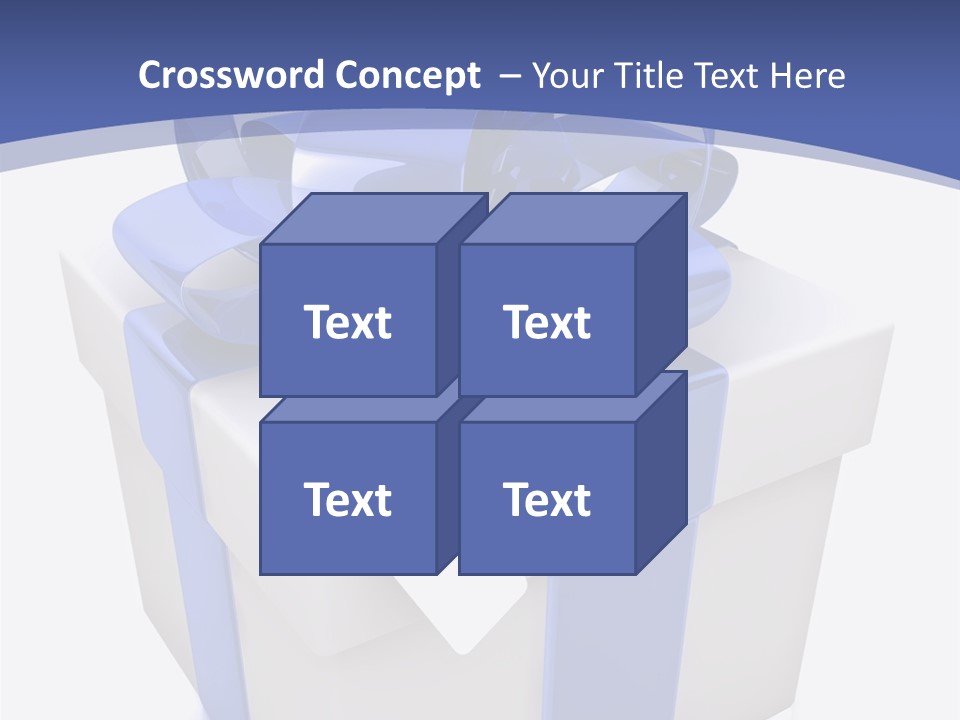 A Blue And White Present Box With A Tag On It PowerPoint Template