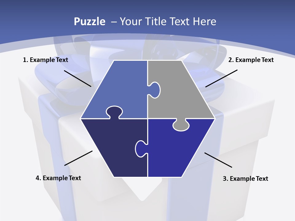 A Blue And White Present Box With A Tag On It PowerPoint Template