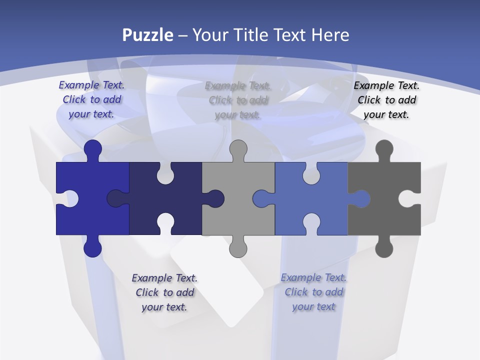 A Blue And White Present Box With A Tag On It PowerPoint Template