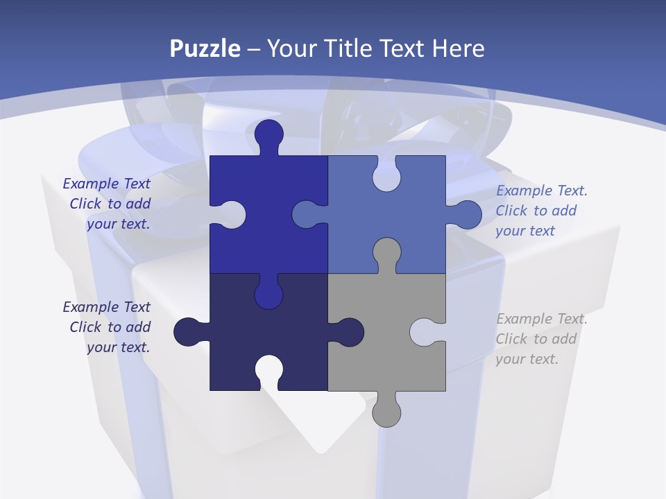 A Blue And White Present Box With A Tag On It PowerPoint Template