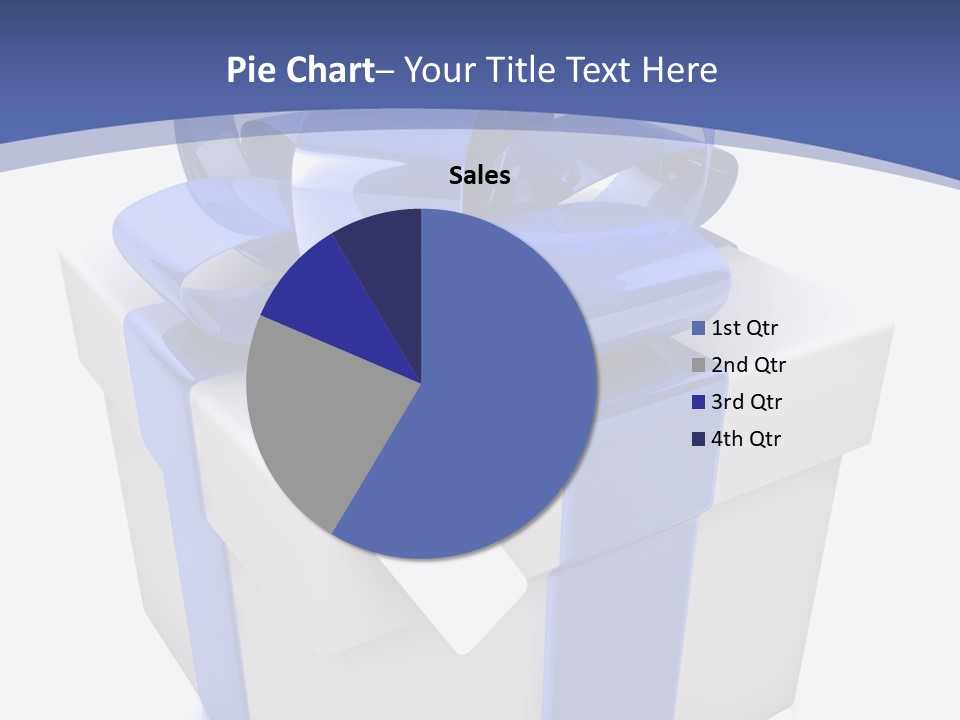 A Blue And White Present Box With A Tag On It PowerPoint Template