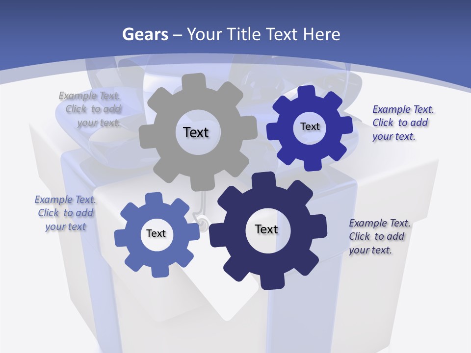 A Blue And White Present Box With A Tag On It PowerPoint Template