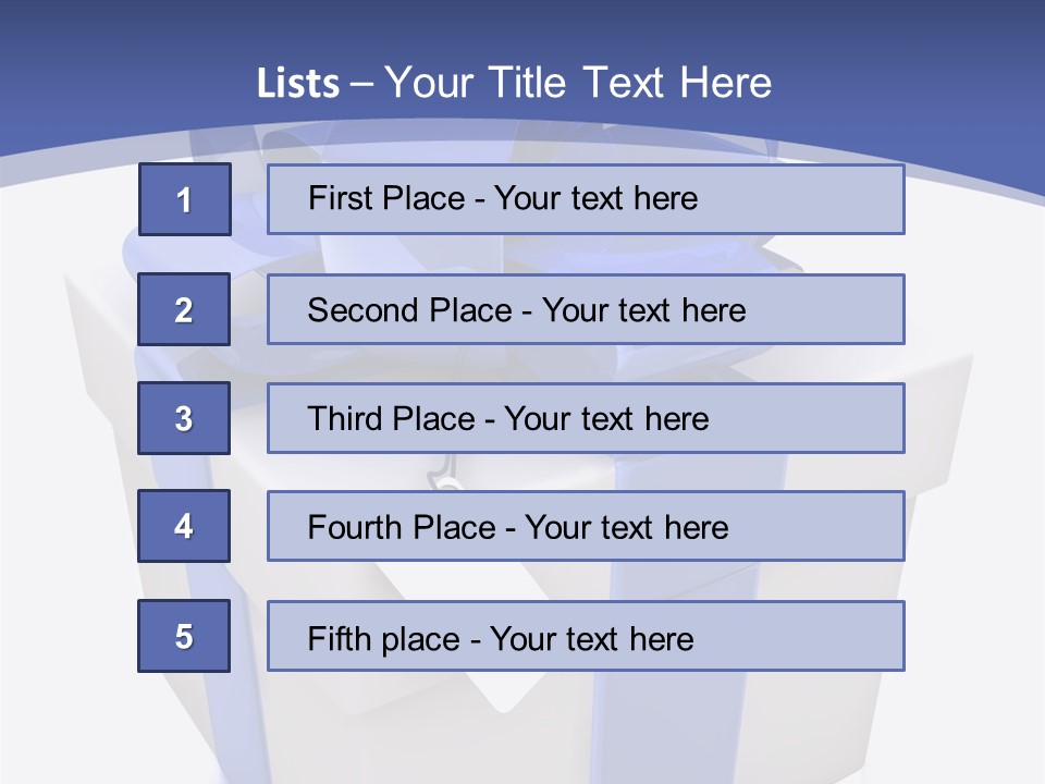 A Blue And White Present Box With A Tag On It PowerPoint Template