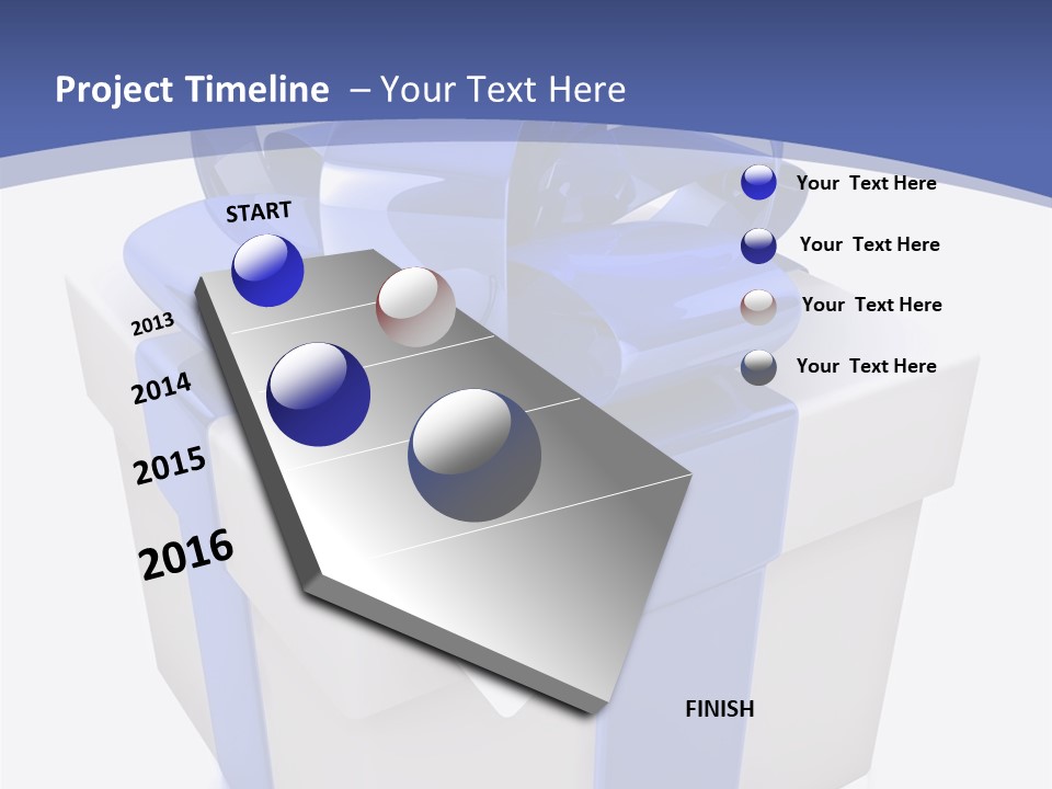 A Blue And White Present Box With A Tag On It PowerPoint Template