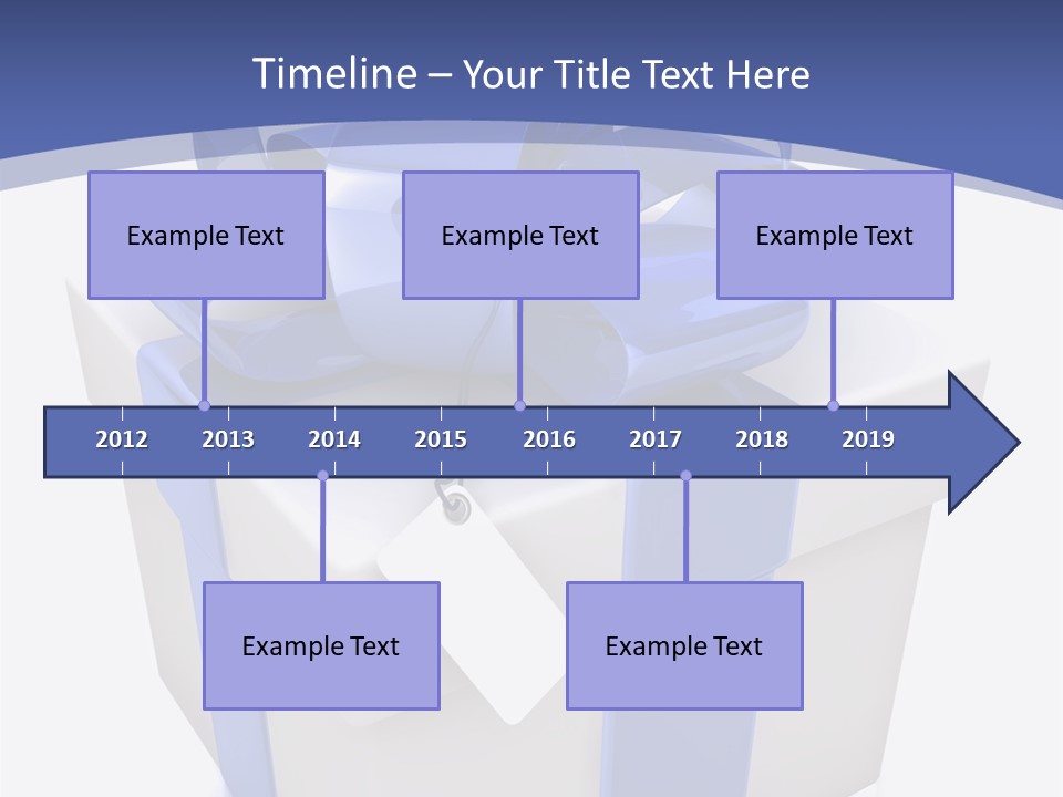 A Blue And White Present Box With A Tag On It PowerPoint Template