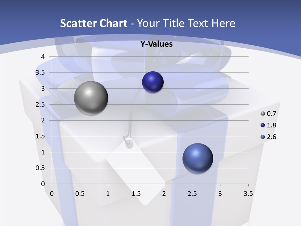 A Blue And White Present Box With A Tag On It PowerPoint Template
