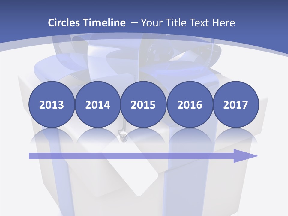 A Blue And White Present Box With A Tag On It PowerPoint Template