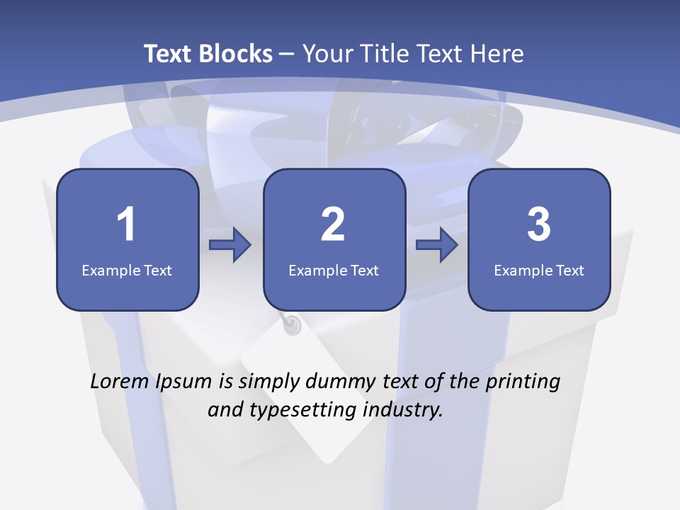 A Blue And White Present Box With A Tag On It PowerPoint Template