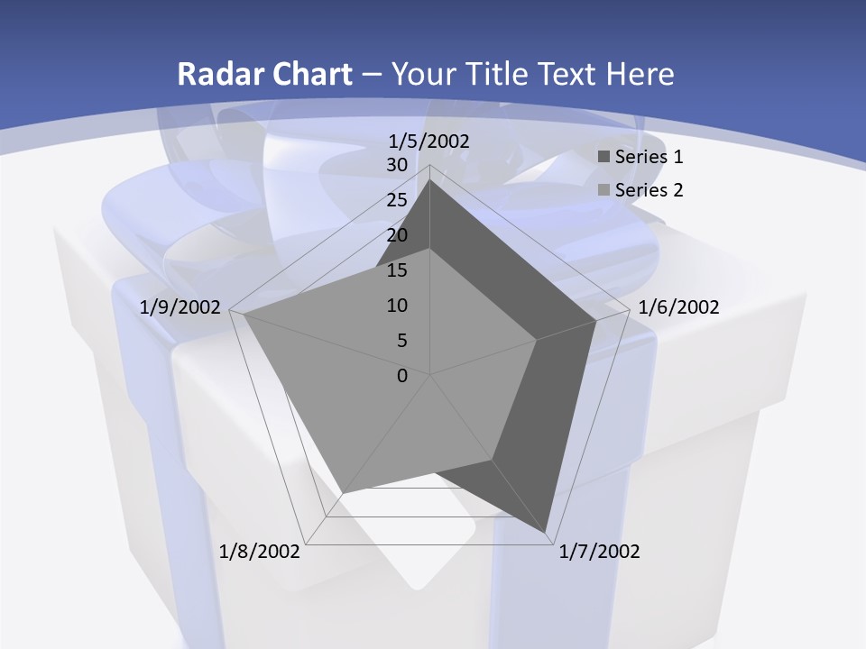 A Blue And White Present Box With A Tag On It PowerPoint Template