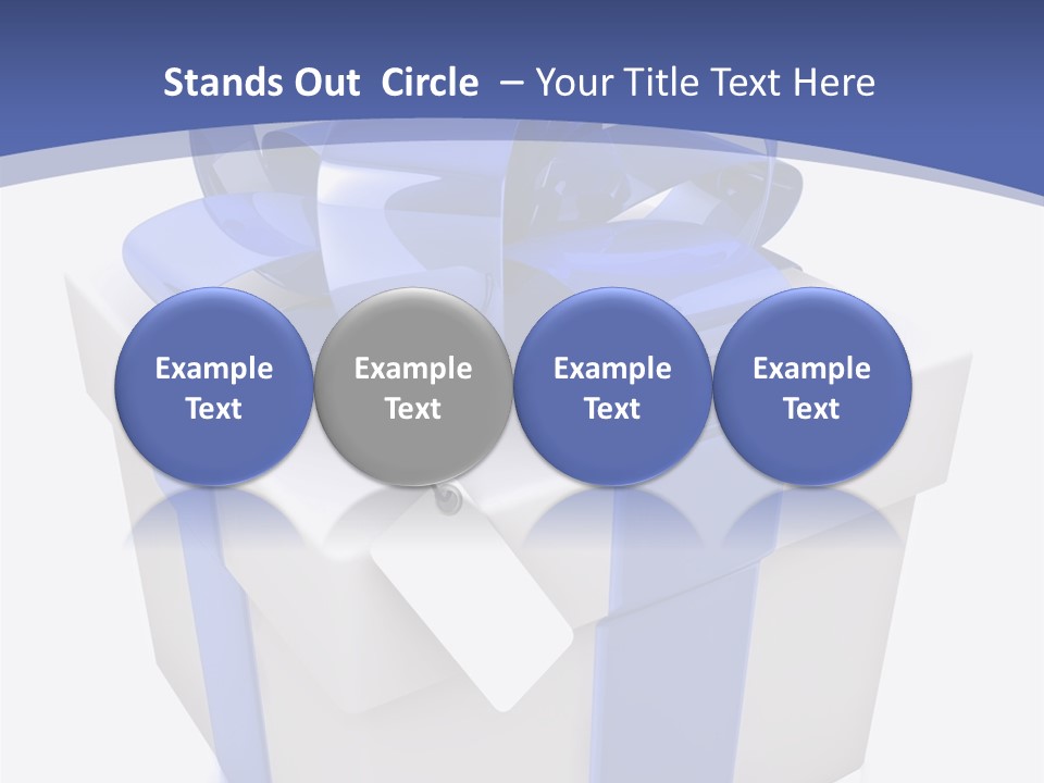 A Blue And White Present Box With A Tag On It PowerPoint Template