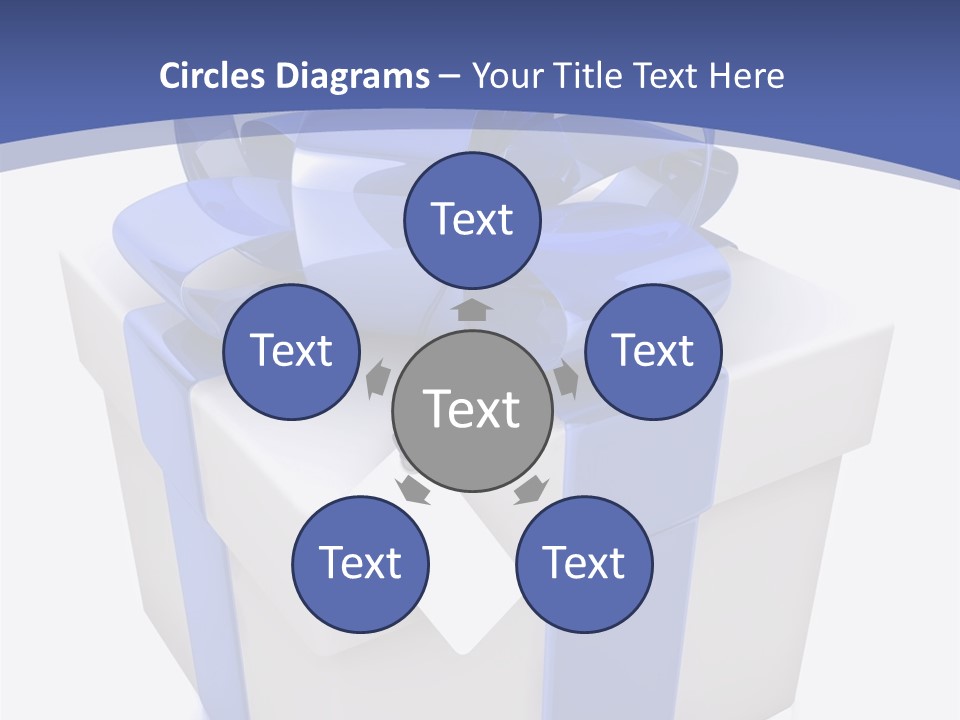 A Blue And White Present Box With A Tag On It PowerPoint Template