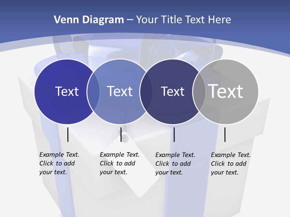 A Blue And White Present Box With A Tag On It PowerPoint Template