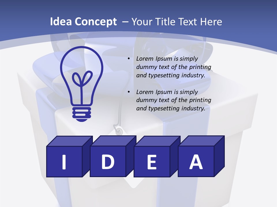 A Blue And White Present Box With A Tag On It PowerPoint Template