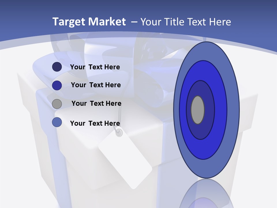 A Blue And White Present Box With A Tag On It PowerPoint Template