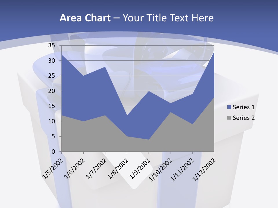 A Blue And White Present Box With A Tag On It PowerPoint Template