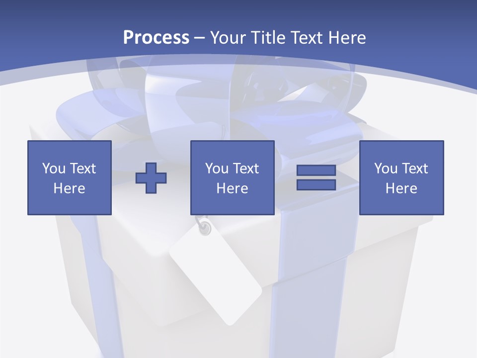 A Blue And White Present Box With A Tag On It PowerPoint Template