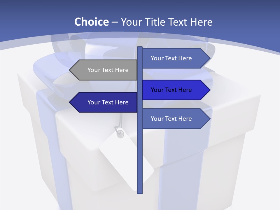 A Blue And White Present Box With A Tag On It PowerPoint Template