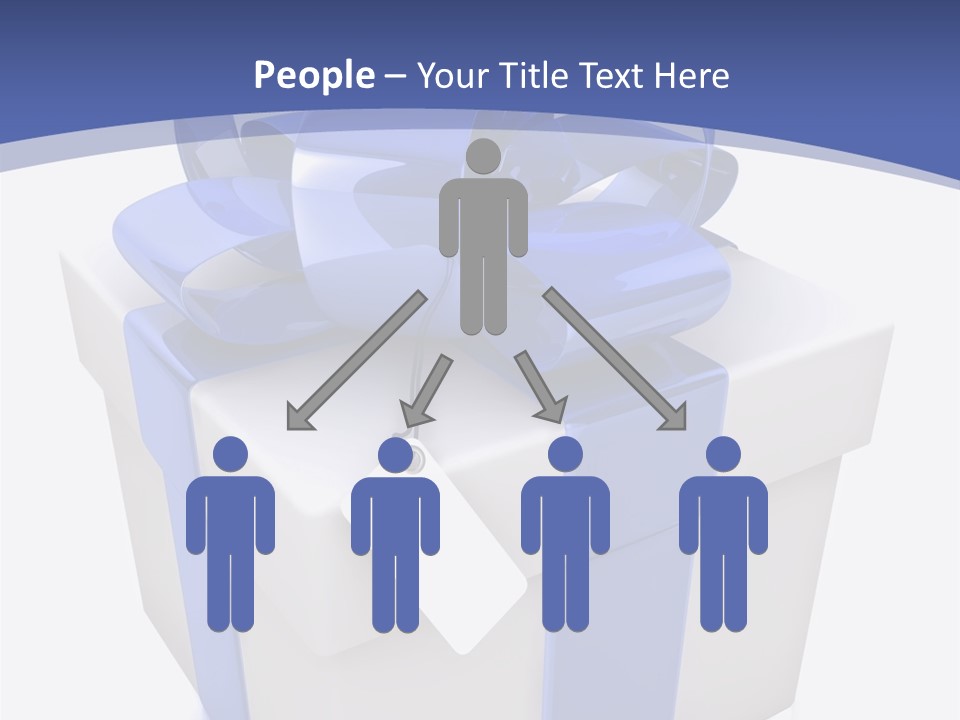 A Blue And White Present Box With A Tag On It PowerPoint Template