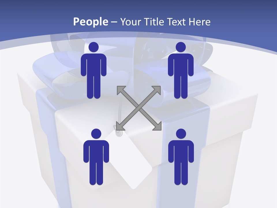A Blue And White Present Box With A Tag On It PowerPoint Template