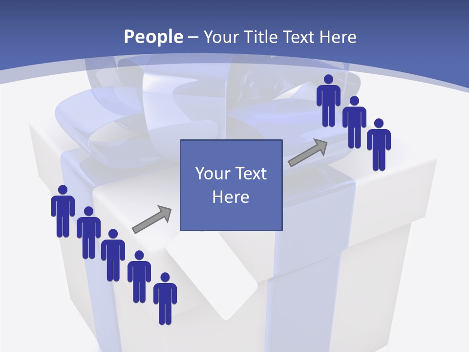 A Blue And White Present Box With A Tag On It PowerPoint Template