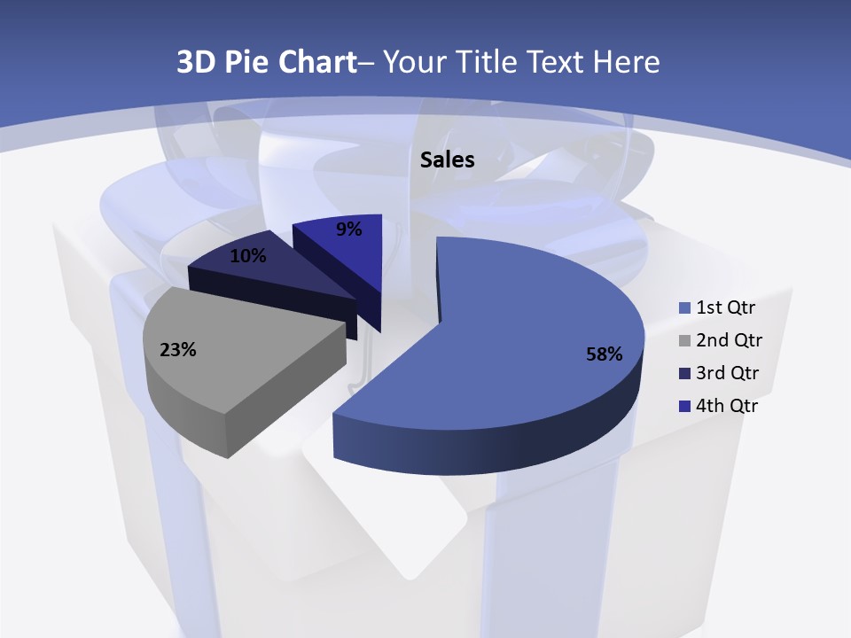 A Blue And White Present Box With A Tag On It PowerPoint Template