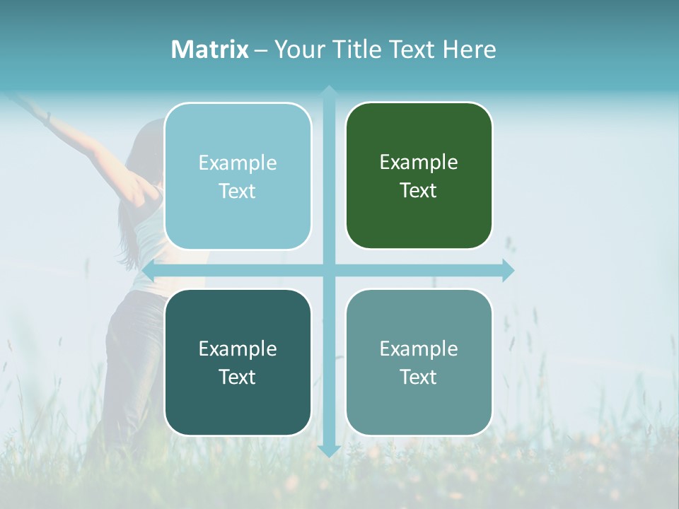 A Woman Standing In A Field With Her Arms Outstretched PowerPoint Template