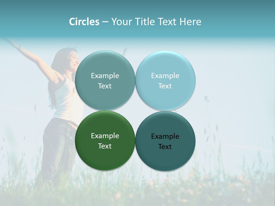 A Woman Standing In A Field With Her Arms Outstretched PowerPoint Template