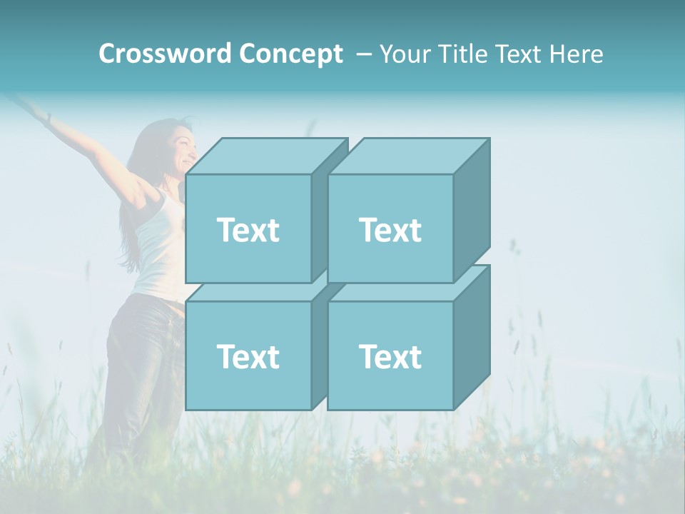 A Woman Standing In A Field With Her Arms Outstretched PowerPoint Template