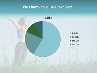 A Woman Standing In A Field With Her Arms Outstretched PowerPoint Template