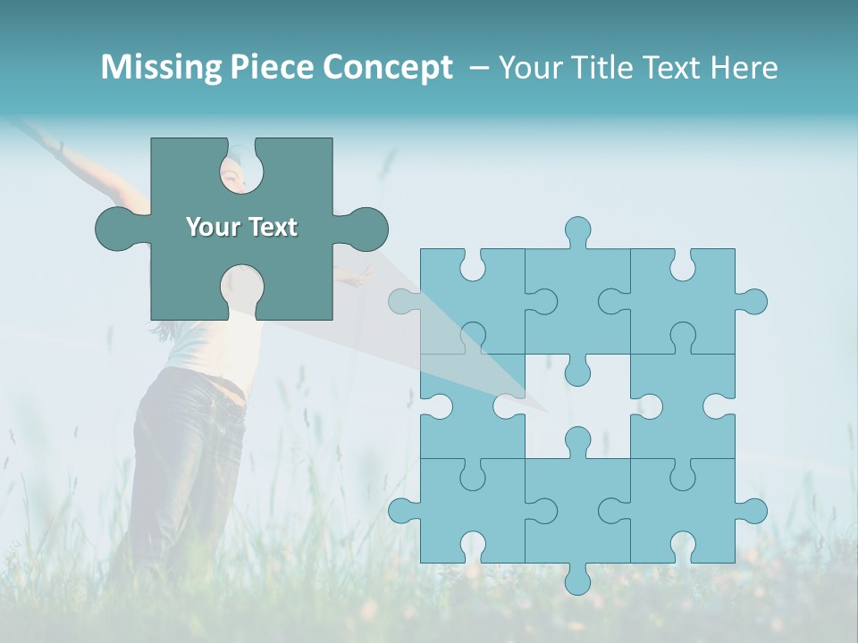 A Woman Standing In A Field With Her Arms Outstretched PowerPoint Template