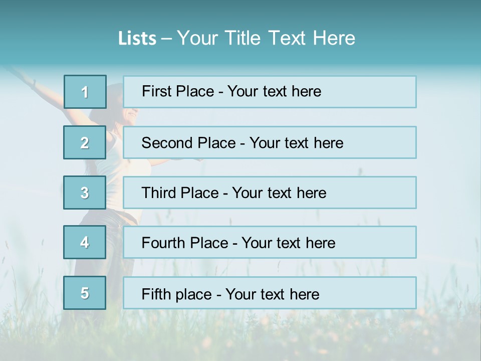 A Woman Standing In A Field With Her Arms Outstretched PowerPoint Template